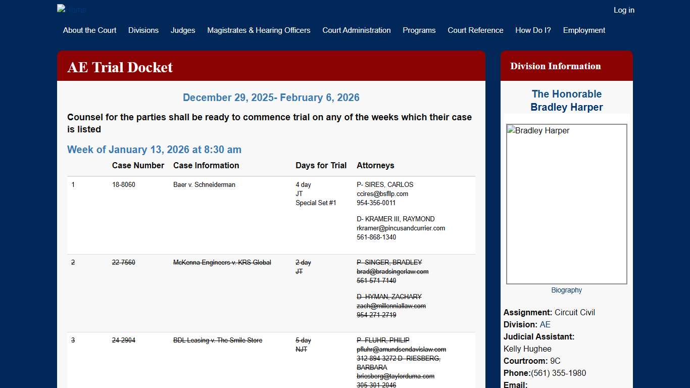 AE Trial Docket | 15th Circuit