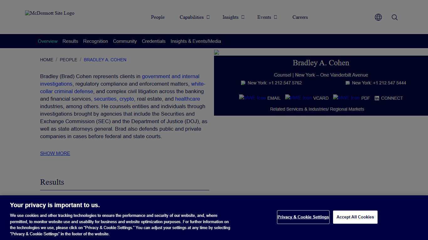 Bradley A. Cohen | People | McDermott