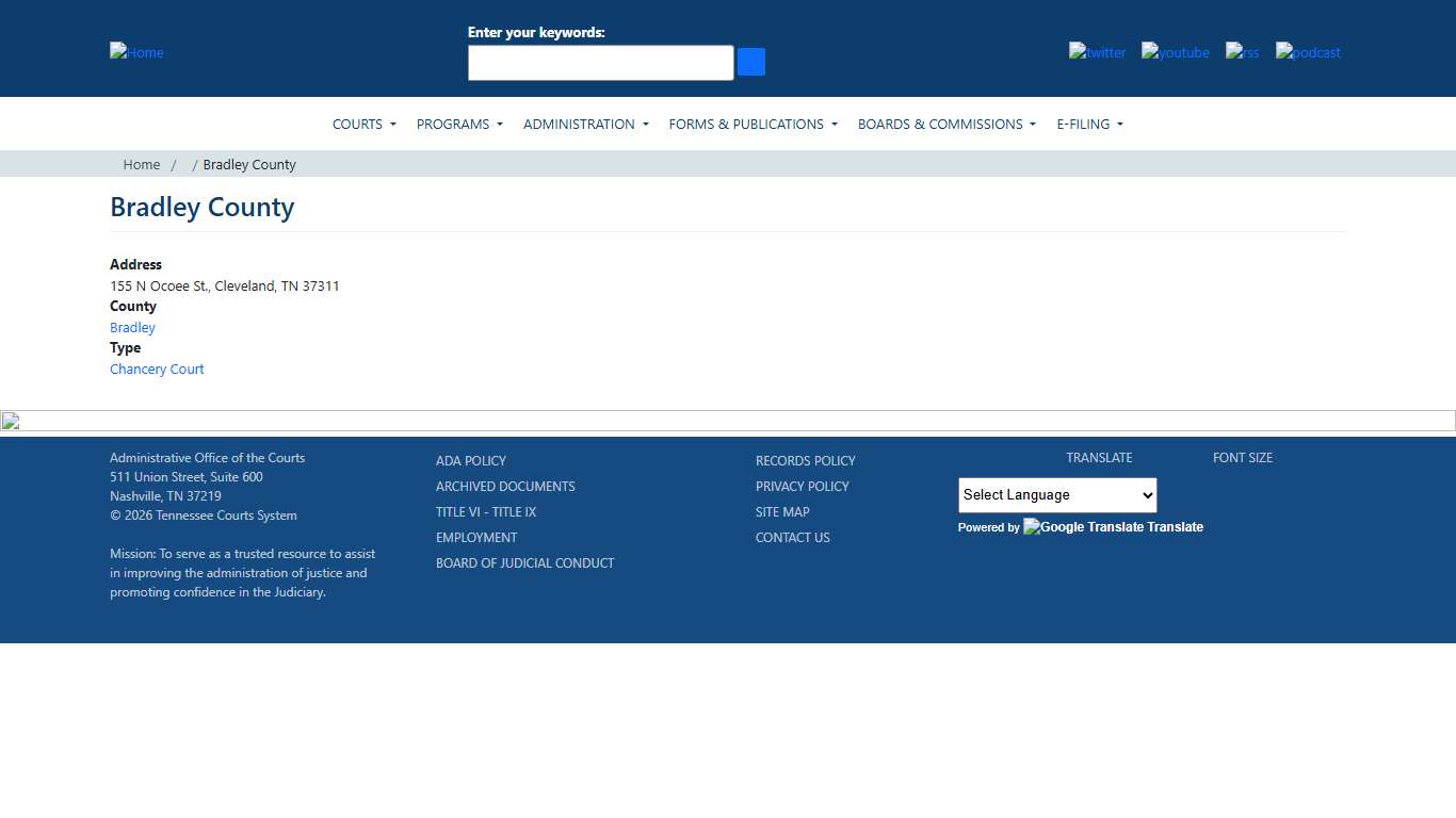 Bradley County | Tennessee Administrative Office of the Courts