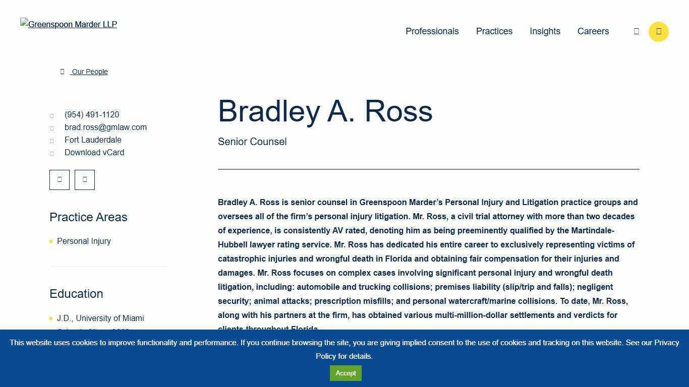 Bradley A. Ross - Greenspoon Marder LLP